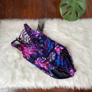 Magicsuit One Piece Swimsuit NWT Size 8 Strappy Floral Purple